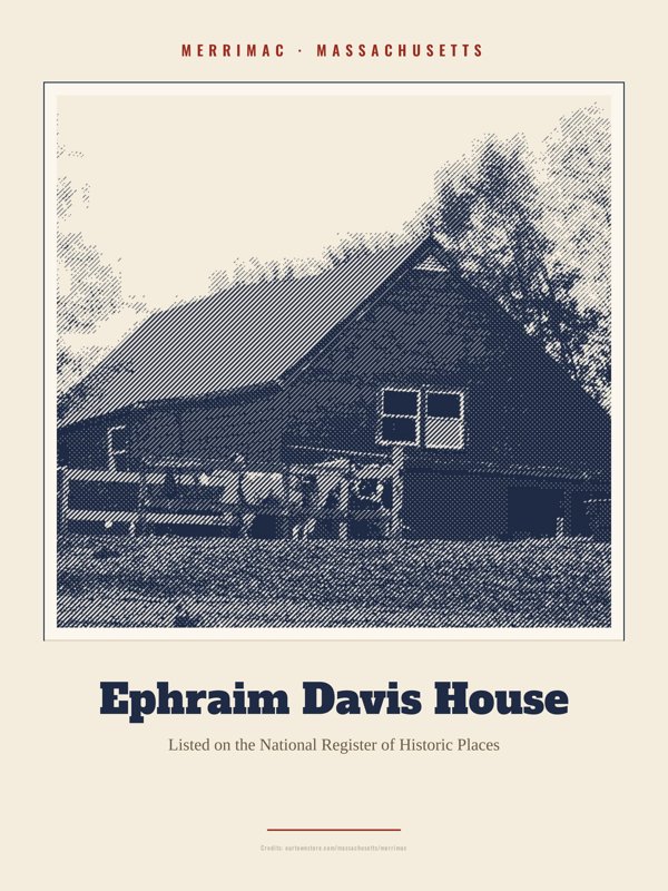 Merrimac Ephraim Davis House Landmark Print artwork detail