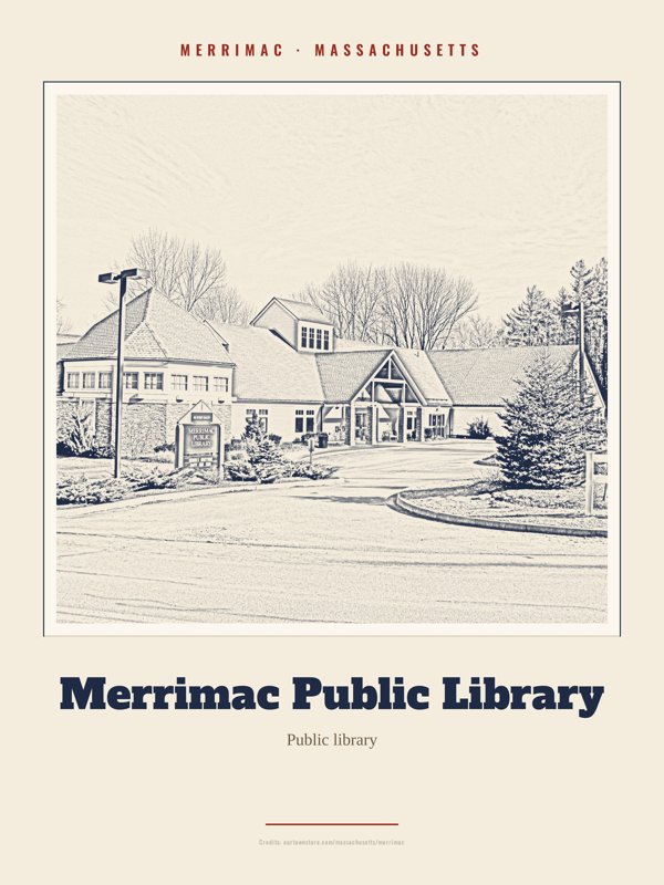 Merrimac Merrimac Public Library Landmark Print artwork detail