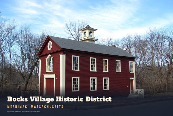Merrimac Rocks Village Historic District Postcard artwork detail