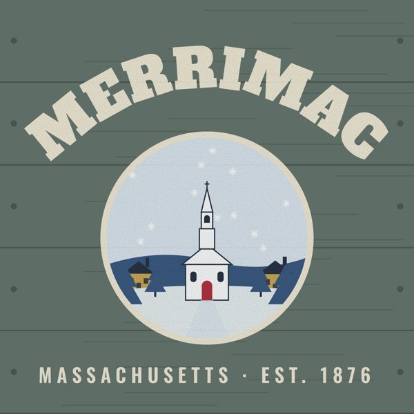 Merrimac Hometown Wood Sign artwork detail