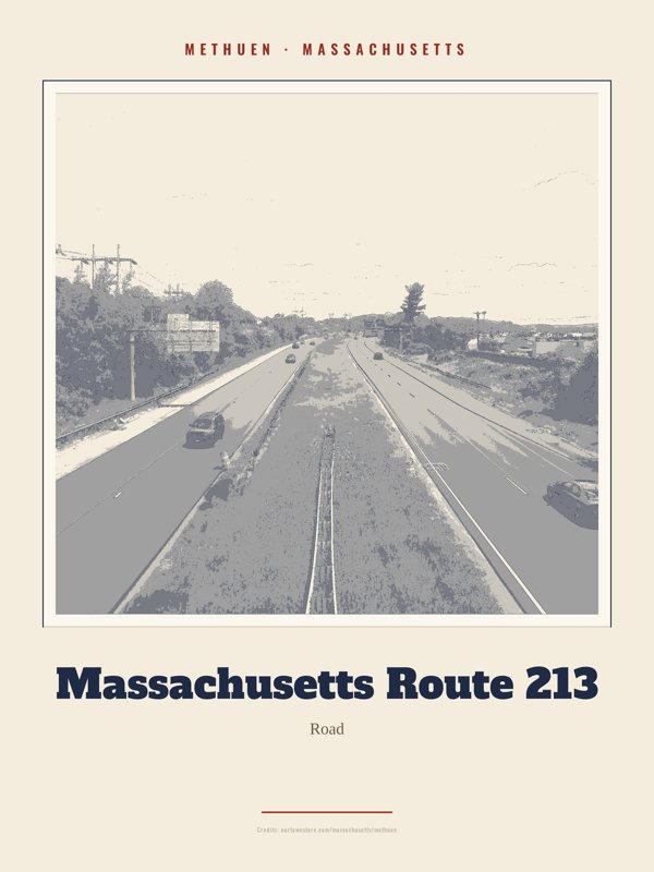 Methuen Massachusetts Route 213 Landmark Print artwork detail