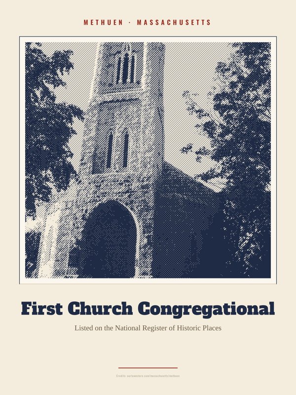 Methuen First Church Congregational Landmark Print artwork detail