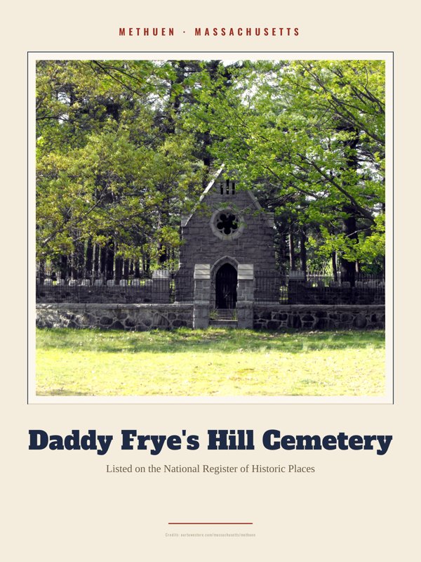 Methuen Daddy Frye's Hill Cemetery Landmark Print artwork detail