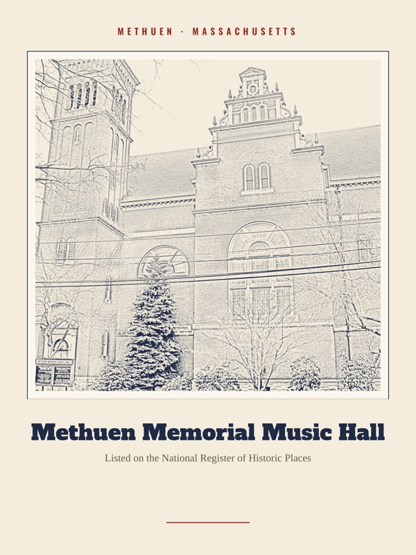 Methuen Methuen Memorial Music Hall Landmark Print artwork detail