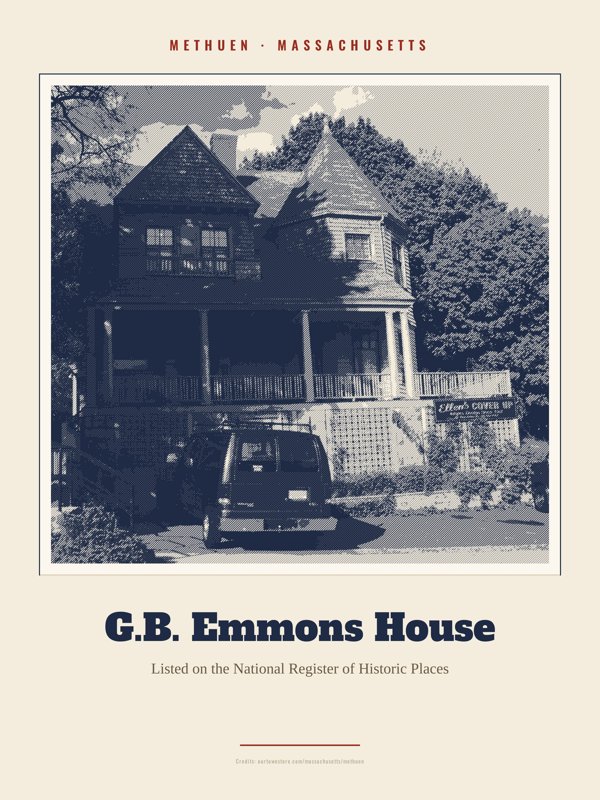 Methuen G.B. Emmons House Landmark Print artwork detail