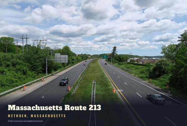 Methuen Massachusetts Route 213 Postcard artwork detail