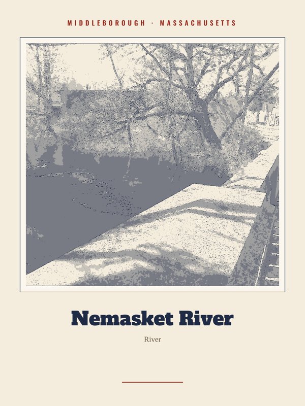 Middleborough Nemasket River Landmark Print artwork detail