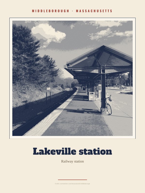 Middleborough Lakeville station Landmark Print artwork detail