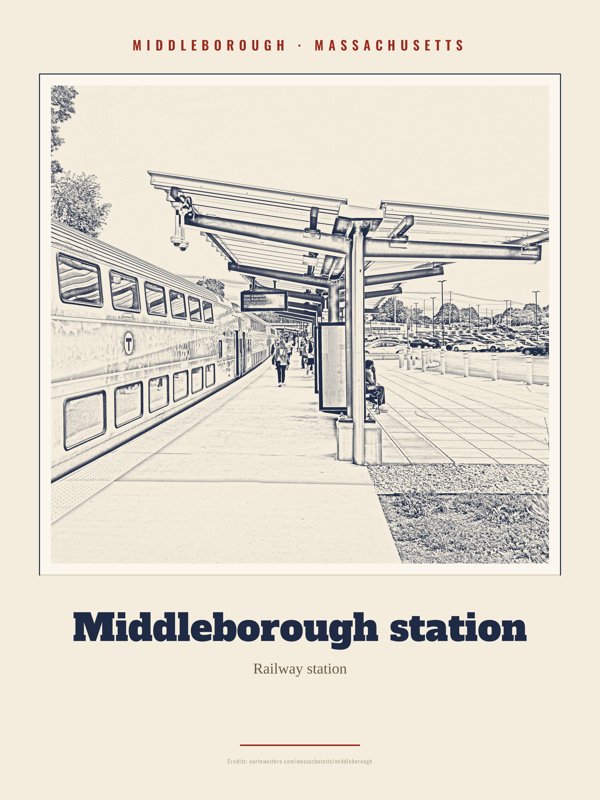 Middleborough Middleborough station Landmark Print artwork detail