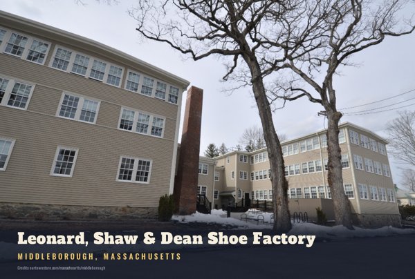 Middleborough Leonard, Shaw & Dean Shoe Factory Postcard artwork detail