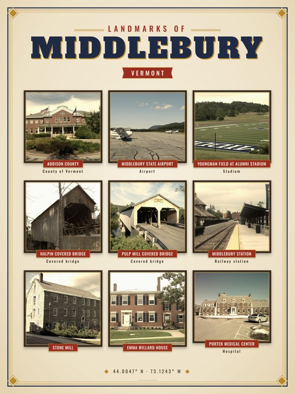 Middlebury Landmarks Photo Poster artwork detail