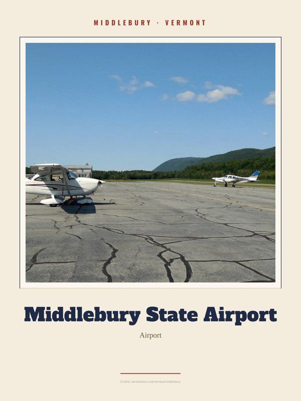 Middlebury Middlebury State Airport Landmark Print artwork detail