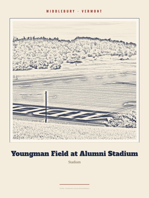 Middlebury Youngman Field at Alumni Stadium Landmark Print artwork detail