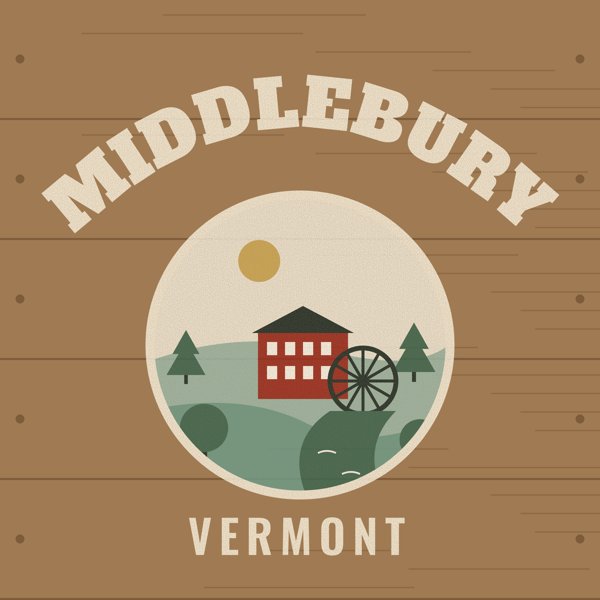 Middlebury Hometown Wood Sign artwork detail