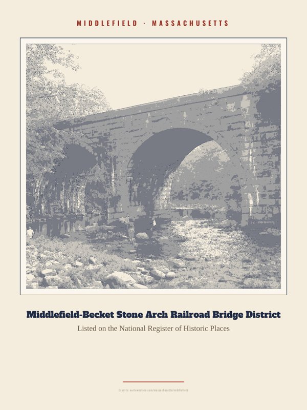 Middlefield Middlefield-Becket Stone Arch Railroad Bridge District Landmark Print artwork detail