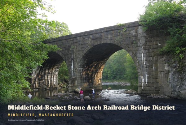 Middlefield Middlefield-Becket Stone Arch Railroad Bridge District Postcard artwork detail