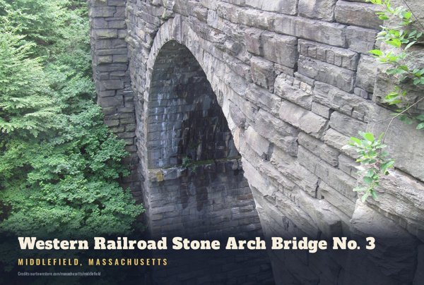 Middlefield Western Railroad Stone Arch Bridge No. 3 Postcard artwork detail