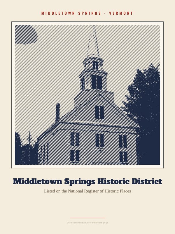 Middletown Springs Middletown Springs Historic District Landmark Print artwork detail