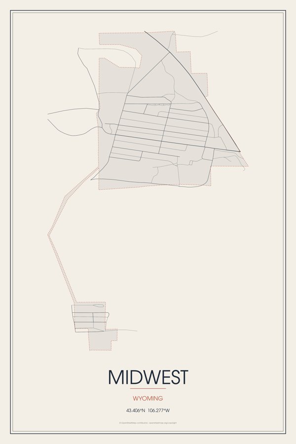 Midwest Street Map Poster · Linen artwork detail