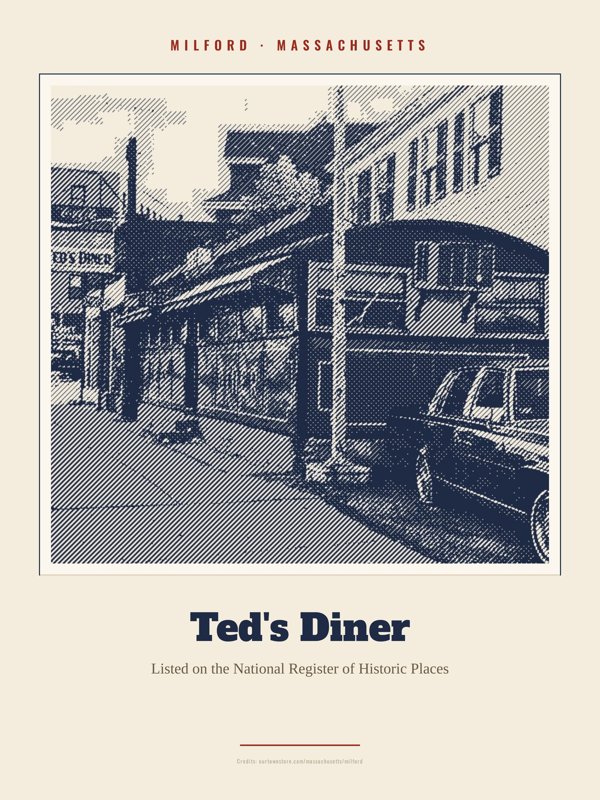 Milford Ted's Diner Landmark Print artwork detail