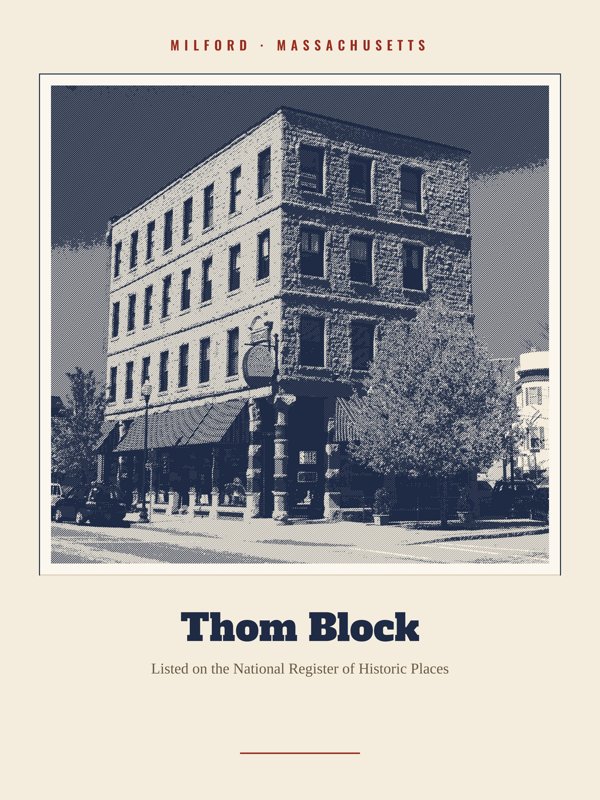 Milford Thom Block Landmark Print artwork detail