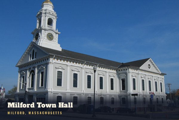 Milford Milford Town Hall Postcard artwork detail