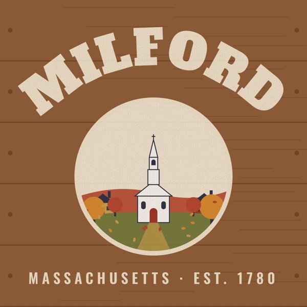 Milford Hometown Wood Sign artwork detail