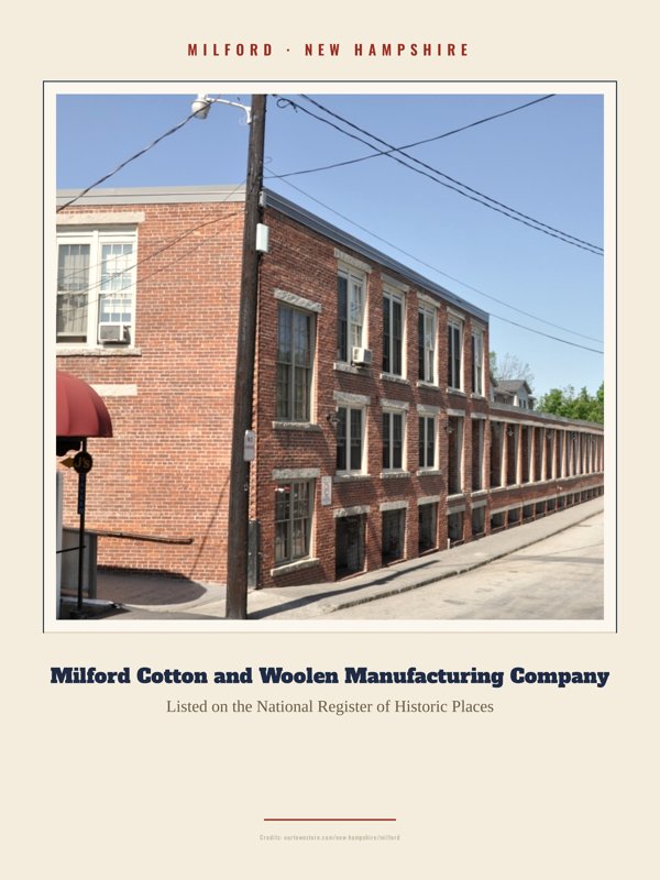 Milford Milford Cotton and Woolen Manufacturing Company Landmark Print artwork detail