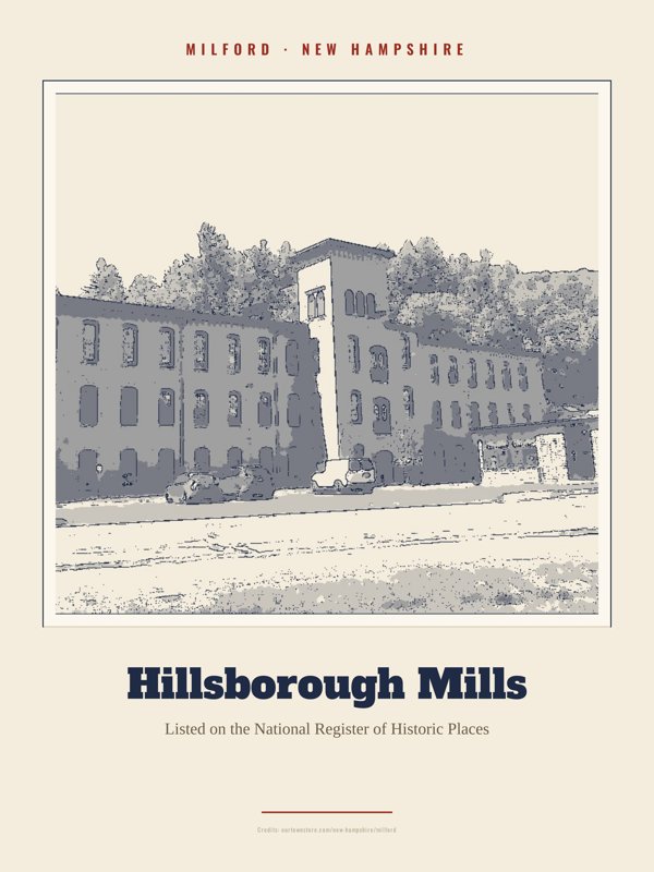 Milford Hillsborough Mills Landmark Print artwork detail