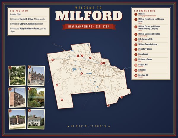 Milford Map Placemat artwork detail