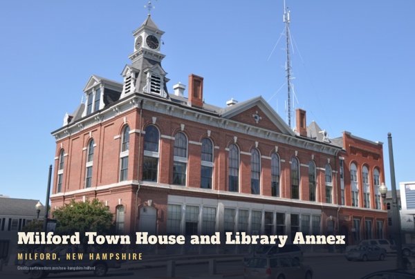 Milford Milford Town House and Library Annex Postcard artwork detail