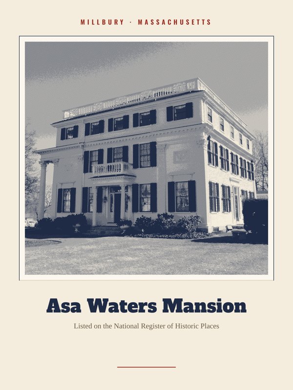 Millbury Asa Waters Mansion Landmark Print artwork detail