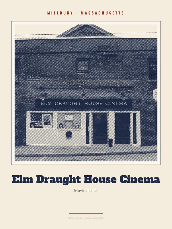 Millbury Elm Draught House Cinema Landmark Print artwork detail