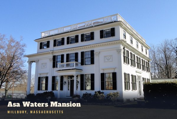 Millbury Asa Waters Mansion Postcard artwork detail
