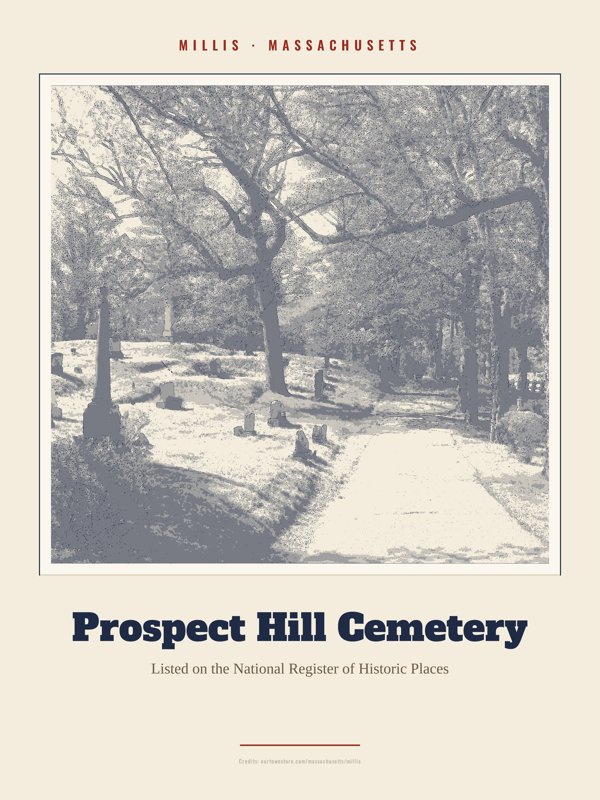 Millis Prospect Hill Cemetery Landmark Print artwork detail