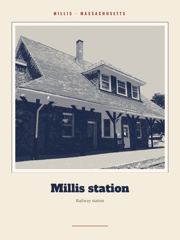 Millis Millis station Landmark Print artwork detail
