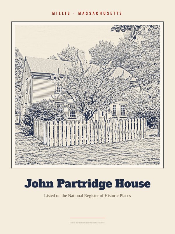 Millis John Partridge House Landmark Print artwork detail