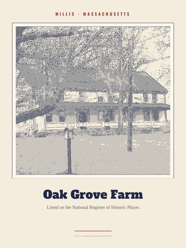 Millis Oak Grove Farm Landmark Print artwork detail