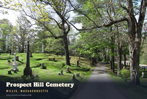 Millis Prospect Hill Cemetery Postcard artwork detail