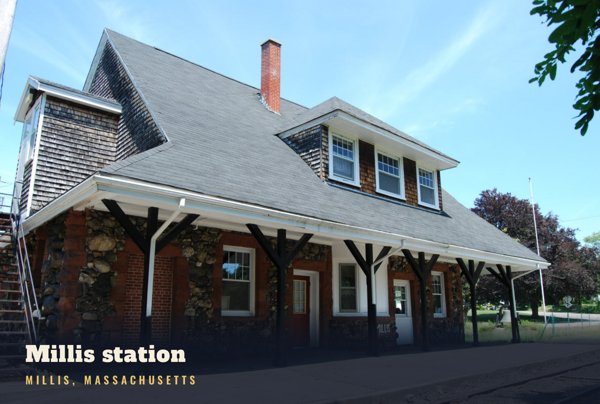 Millis Millis station Postcard artwork detail