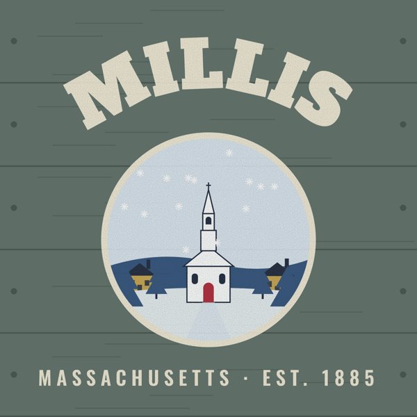 Millis Hometown Wood Sign artwork detail