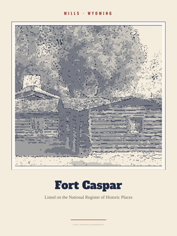 Mills Fort Caspar Landmark Print artwork detail