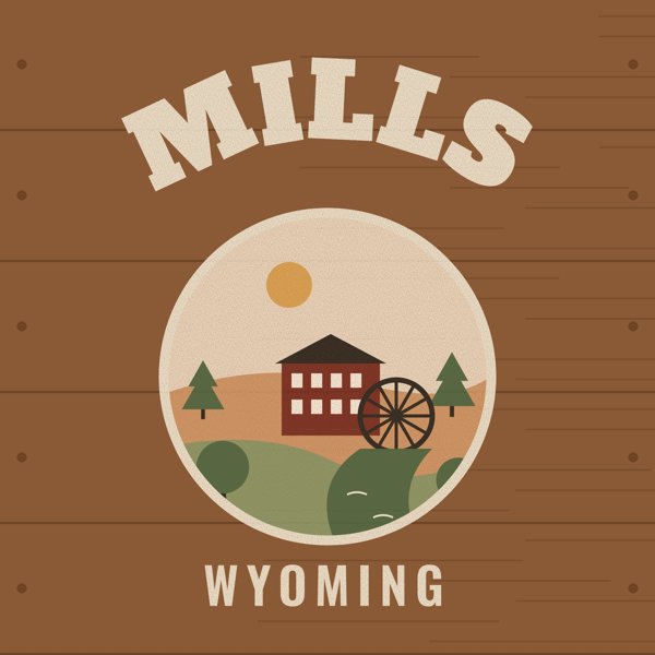 Mills Hometown Wood Sign artwork detail