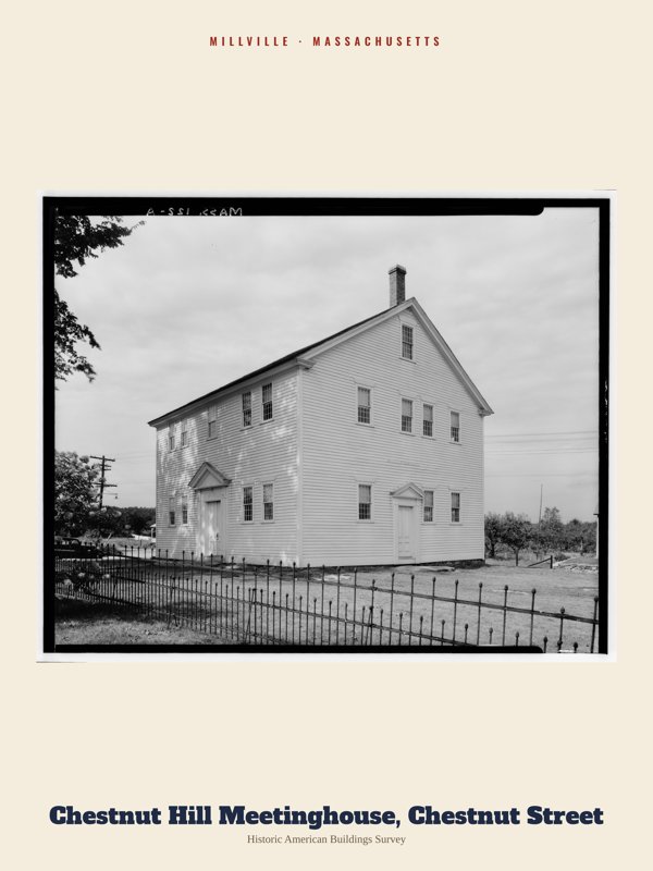 Millville Chestnut Hill Meetinghouse, Chestnut Street Archive Print artwork detail