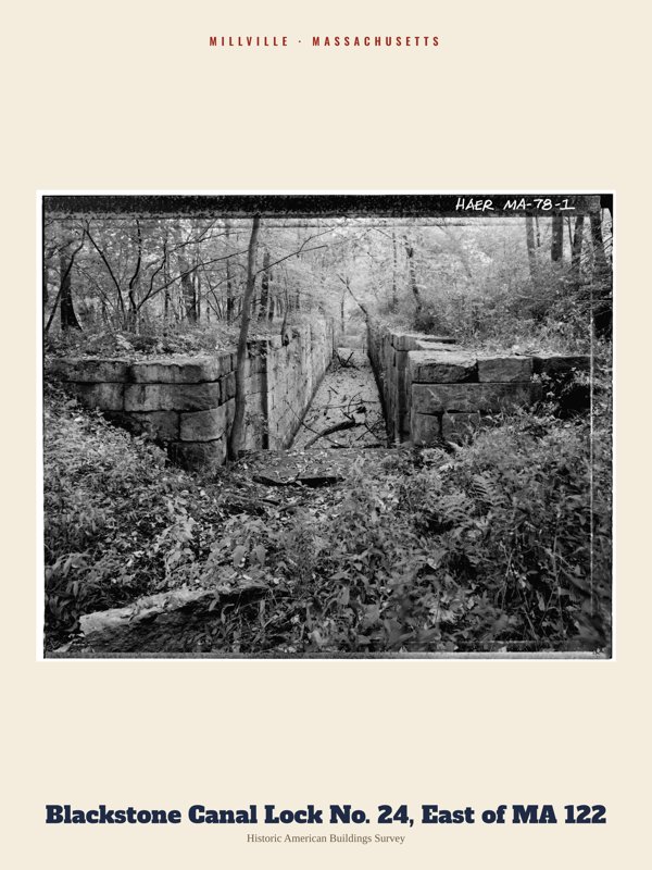 Millville Blackstone Canal Lock No. 24, East of MA 122 Archive Print artwork detail