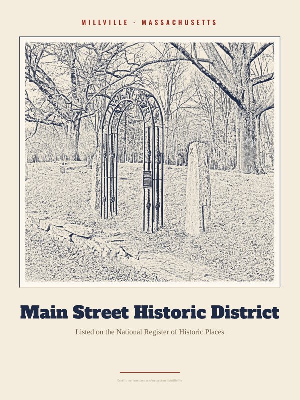 Millville Main Street Historic District Landmark Print artwork detail