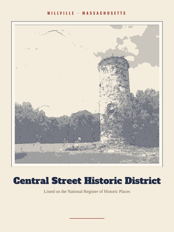 Millville Central Street Historic District Landmark Print artwork detail