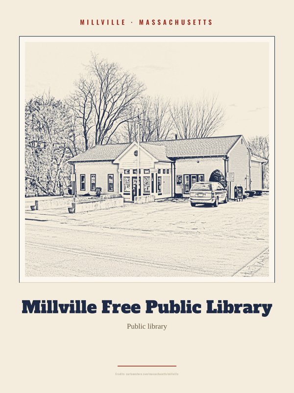 Millville Millville Free Public Library Landmark Print artwork detail