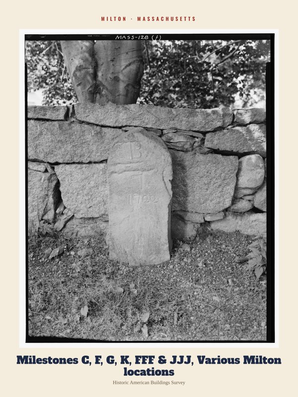 Milton Milestones C, F, G, K, FFF & JJJ, Various Milton locations Archive Print artwork detail