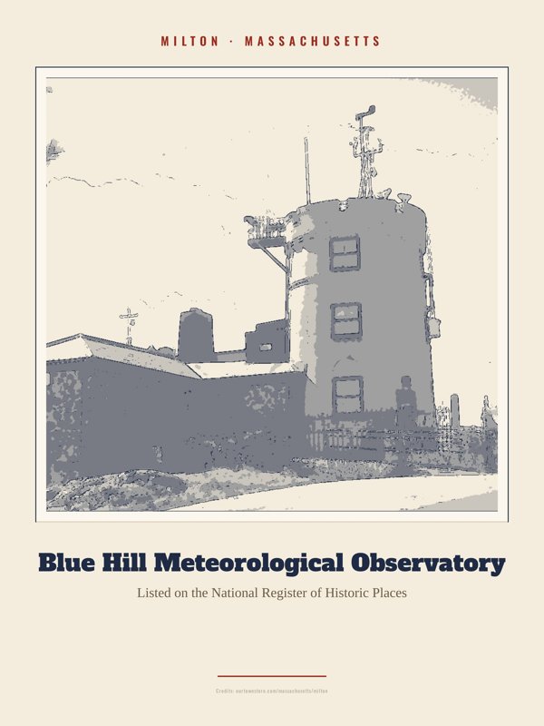 Milton Blue Hill Meteorological Observatory Landmark Print artwork detail